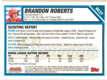 2007 Bowman - Chrome Prospects #BC37 Brandon Roberts Back
