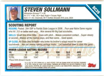 2007 Bowman - Chrome Prospects #BC39 Steven Sollmann Back