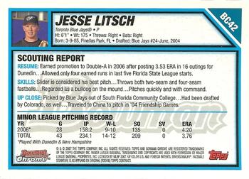 2007 Bowman - Chrome Prospects #BC42 Jesse Litsch Back