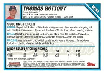 2007 Bowman - Chrome Prospects #BC53 Thomas Hottovy Back