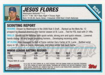 2007 Bowman - Chrome Prospects #BC54 Jesus Flores Back