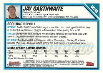 2007 Bowman - Chrome Prospects #BC58 Jay Garthwaite Back