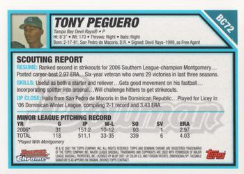 2007 Bowman - Chrome Prospects #BC72 Tony Peguero Back