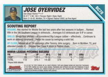 2007 Bowman - Chrome Prospects #BC78 Jose Oyervidez Back