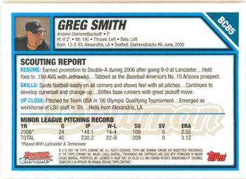 2007 Bowman - Chrome Prospects #BC85 Greg Smith Back