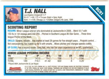 2007 Bowman - Chrome Prospects #BC91 T.J. Nall Back
