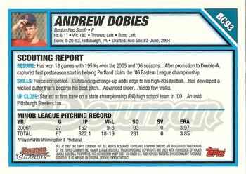 2007 Bowman - Chrome Prospects #BC93 Andrew Dobies Back