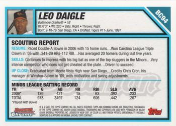 2007 Bowman - Chrome Prospects #BC94 Leo Daigle Back