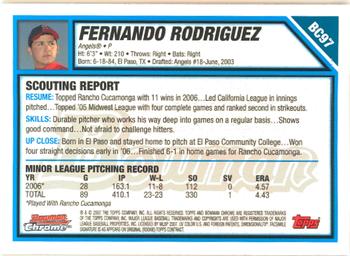 2007 Bowman - Chrome Prospects #BC97 Fernando Rodriguez Back