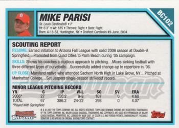 2007 Bowman - Chrome Prospects #BC102 Mike Parisi Back
