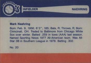 1981 Charlotte O's #NNO Mark Naehring Back