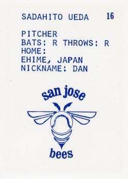 1983 Barry Colla San Jose Bees #16 Sadahito Ueda Back