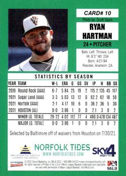 2022 Choice Norfolk Tides #1 #10 Ryan Hartman Back