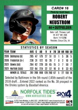 2022 Choice Norfolk Tides #1 #16 Robert Neustrom Back