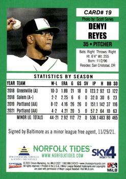 2022 Choice Norfolk Tides #1 #19 Denyi Reyes Back