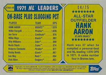 2022 Topps - 1987 Topps Baseball 35th Anniversary All-Stars Gold #87AS-49 Hank Aaron Back