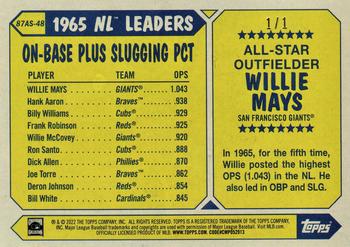 2022 Topps - 1987 Topps Baseball 35th Anniversary All-Stars Platinum #87AS-48 Willie Mays Back