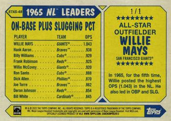 2022 Topps - 1987 Topps Baseball 35th Anniversary All-Stars Wood #87AS-48 Willie Mays Back