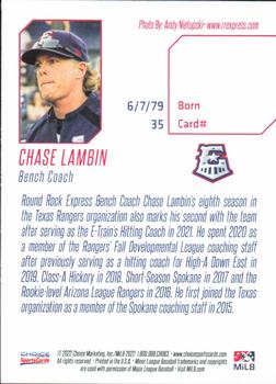 2022 Choice Round Rock Express #35 Chase Lambin Back