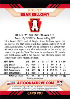 2022 Choice Altoona Curve #03 Bear Bellomy Back