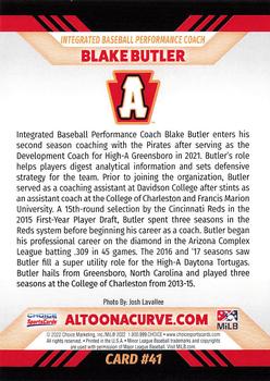 2022 Choice Altoona Curve #41 Blake Butler Back