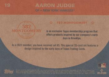 2022 Topps 582 Montgomery Club Set 5 #19 Aaron Judge Back