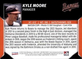 2022 Choice Bowie Baysox #34 Kyle Moore Back