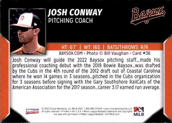 2022 Choice Bowie Baysox #36 Josh Conway Back