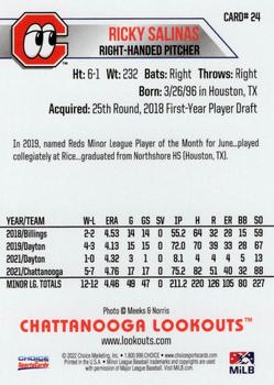 2022 Choice Chattanooga Lookouts #24 Ricky Salinas Back