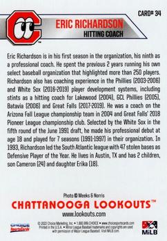 2022 Choice Chattanooga Lookouts #34 Eric Richardson Back