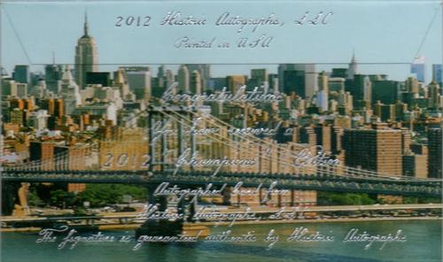 2012 Historic Autographs Champions New York City #NNO Ray Katt Back