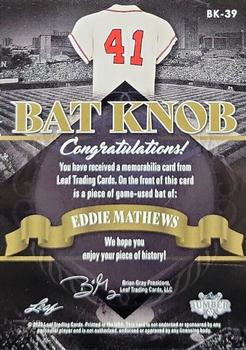 2022 Leaf Lumber - Bat Knobs #BK-39 Eddie Mathews Back
