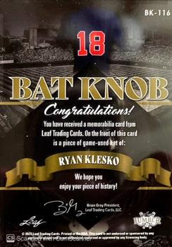 2022 Leaf Lumber - Bat Knobs #BK-116 Ryan Klesko Back