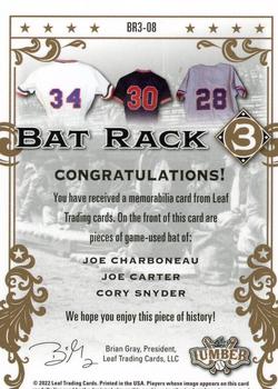 2022 Leaf Lumber - Bat Rack 3 Relics Bronze #BR3-08 Joe Charboneau / Joe Carter / Cory Snyder Back
