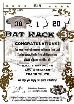 2022 Leaf Lumber - Bat Rack 3 Relics Bronze #BR3-21 Willie Randolph / Lou Whitaker / Frank White Back