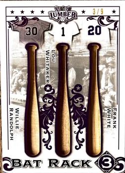 2022 Leaf Lumber - Bat Rack 3 Relics Purple #BR3-21 Willie Randolph / Lou Whitaker / Frank White Front