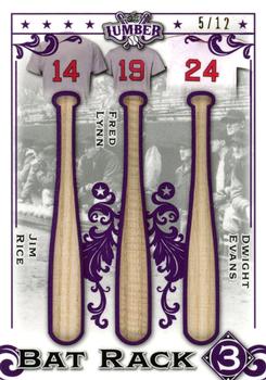 2022 Leaf Lumber - Bat Rack 3 Relics Purple #BR3-22 Jim Rice / Fred Lynn / Dwight Evans Front