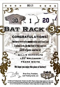 2022 Leaf Lumber - Bat Rack 3 Relics Emerald #BR3-21 Willie Randolph / Lou Whitaker / Frank White Back