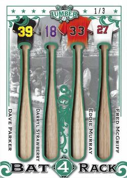 2022 Leaf Lumber - Bat Rack 4 Relics Emerald #BR4-13 Dave Parker / Darryl Strawberry / Eddie Murray / Fred McGriff Front