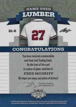 2022 Leaf Lumber - Game Used Lumber Relics Bronze #GUL-46 Fred McGriff Back