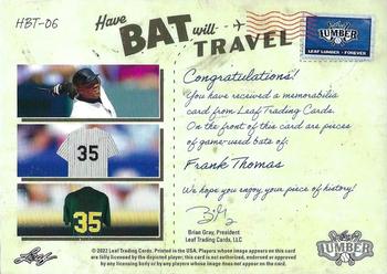 2022 Leaf Lumber - Have Bat, Will Travel Relics Emerald #HBT-06 Frank Thomas Back