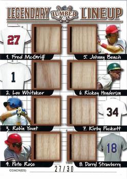 2022 Leaf Lumber - Legendary Lumber Lineup Relics Bronze #LLL-03 Fred McGriff / Lou Whitaker / Robin Yount / Pete Rose / Johnny Bench / Rickey Henderson / Kirby Puckett / Darryl Strawberry Front