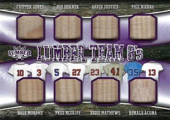 2022 Leaf Lumber - Lumber Team 8s Relics Purple #LT8-01 Chipper Jones / Dale Murphy / Bob Horner / Fred McGriff / David Justice / Eddie Mathews / Phil Niekro / Ronald Acuna Front