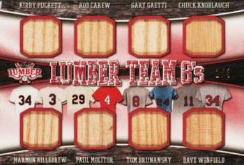 2022 Leaf Lumber - Lumber Team 8s Relics Red #LT8-04 Kirby Puckett / Harmon Killebrew / Rod Carew / Paul Molitor / Gary Gaetti / Tom Brunansky / Chuck Knoblauch / Dave Winfield Front