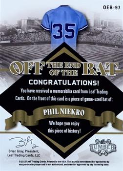 2022 Leaf Lumber - Off The End Of The Bat Gold #OEB-97 Phil Niekro Back