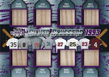2022 Leaf Lumber - Silver Sluggers Relics Purple #SS-13 Frank Thomas / Albert Belle / Juan González / Mike Piazza / Fred McGriff / Barry Bonds / David Justice / Lenny Dykstra Front