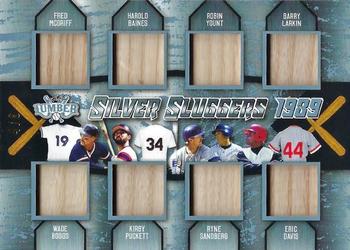 2022 Leaf Lumber - Silver Sluggers Relics Platinum #SS-04 Fred McGriff / Wade Boggs / Harold Baines / Kirby Puckett / Robin Yount / Ryne Sandberg / Barry Larkin / Eric Davis Front