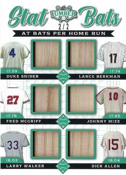 2022 Leaf Lumber - Stat Bats Relics: AB per HR Emerald #SBA-07 Duke Snider / Lance Berkman / Fred McGriff / Johnny Mize / Larry Walker / Dick Allen Front