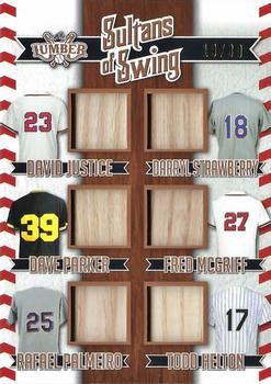 2022 Leaf Lumber - Sultans of Swing Relics Bronze #SOS-6 David Justice / Darryl Strawberry / Dave Parker / Fred McGriff / Rafael Palmeiro / Todd Helton Front
