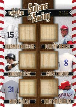 2022 Leaf Lumber - Sultans of Swing Relics Bronze #SOS-09 Thurman Munson / Johnny Bench / Carlton Fisk / Gary Carter / Mike Piazza / Ivan Rodriguez Front